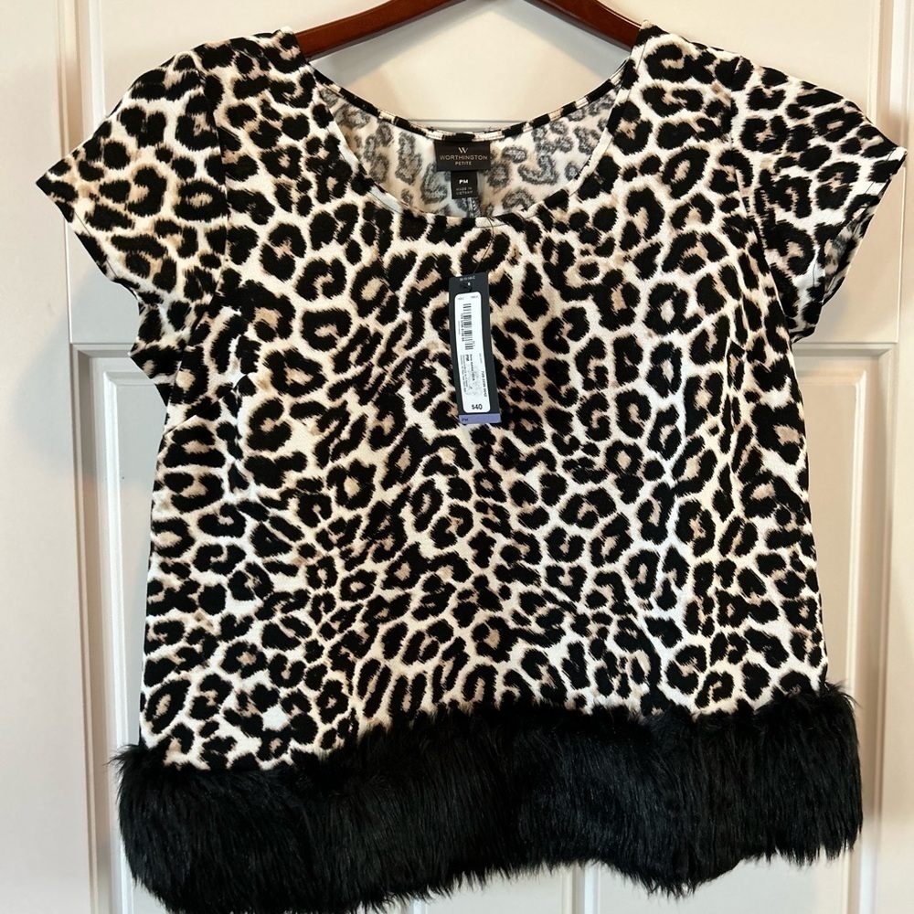 NWT Worthington Leopard w/faux fur